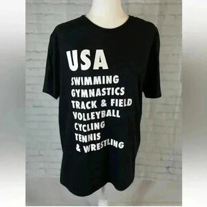 Leisure Lounge USA Athletics Black Short Sleeve T-shirt Adult Size L Volleyball‎